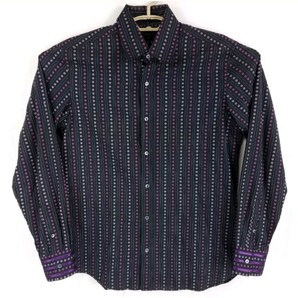 Mens Ted Baker London Black Button Down Shirt Sz 3